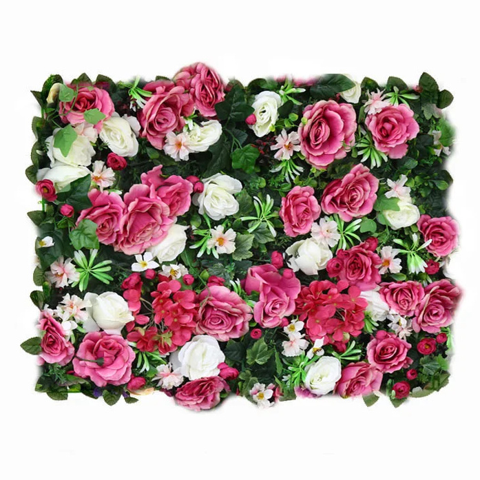 Wall flower - red/white rose and hydrangea, 40 x 60 cm