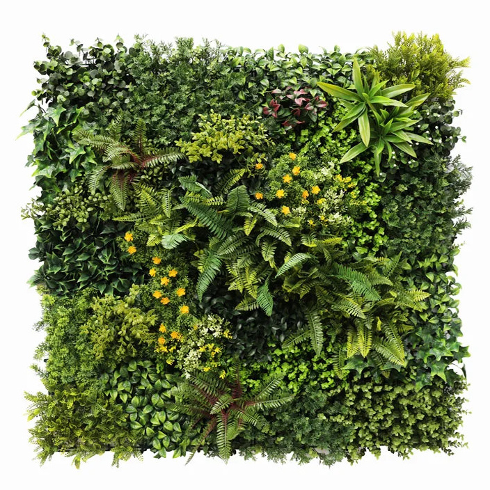 WALL GREEN fern and yellow flowers, dielec 100 x 100 cm