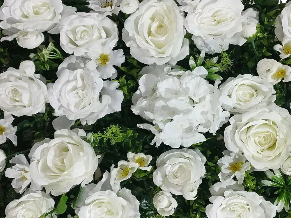 Wall flower - white rose and hydrangea, 40 x 60 cm