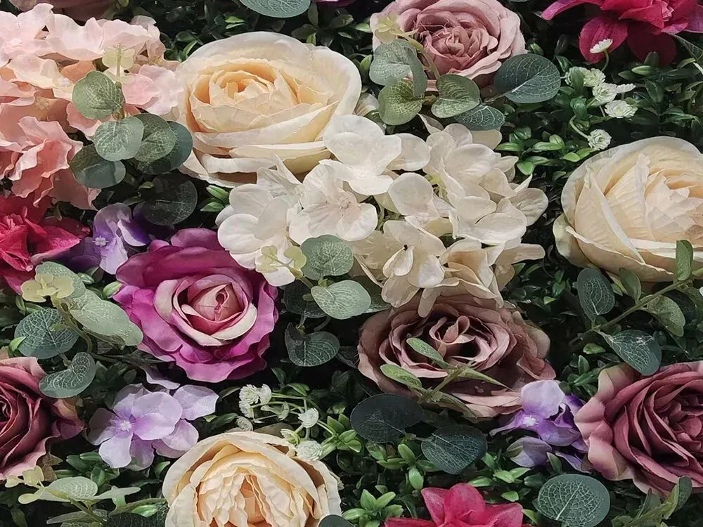 Wall flower - mix colors rose and hydrangea, 40 x 60 cm