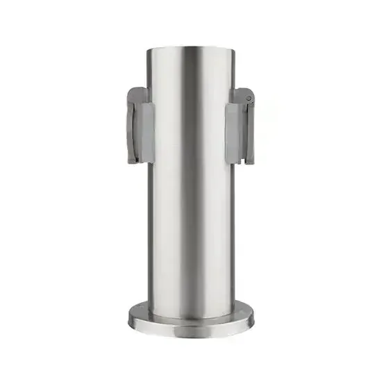 Záhradný stĺpik - 2 zásuvky, valec, strieborný