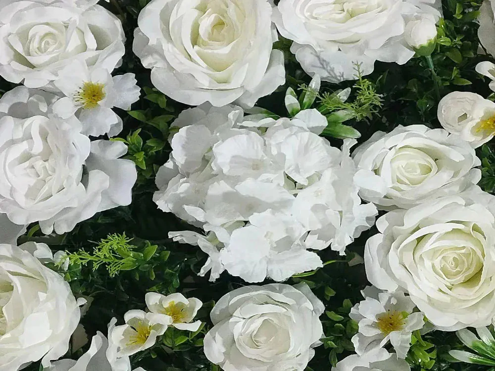 Wall flower - white rose and hydrangea, 40 x 60 cm