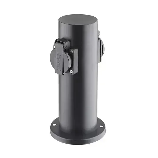 Záhradný stĺpik - 2 zásuvky, valec, čierny