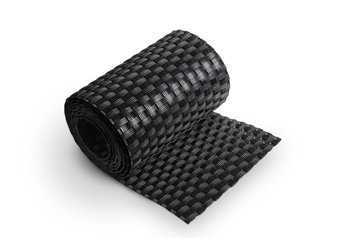 Ratanový tieniaci pás - čierna, 19cm x 2,55m