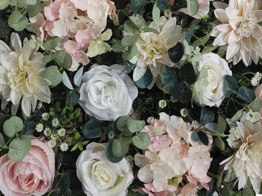 Wall flower - light rose and hydrangea, 50 x 50 cm