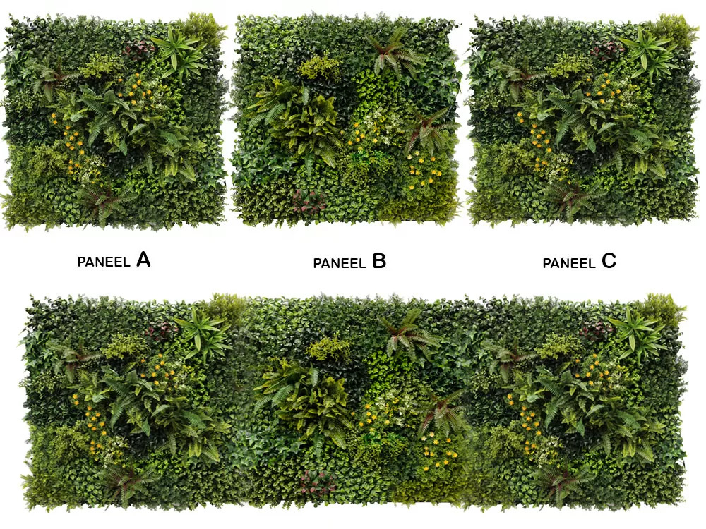 WALL GREEN fern and yellow flowers, dielec 100 x 100 cm