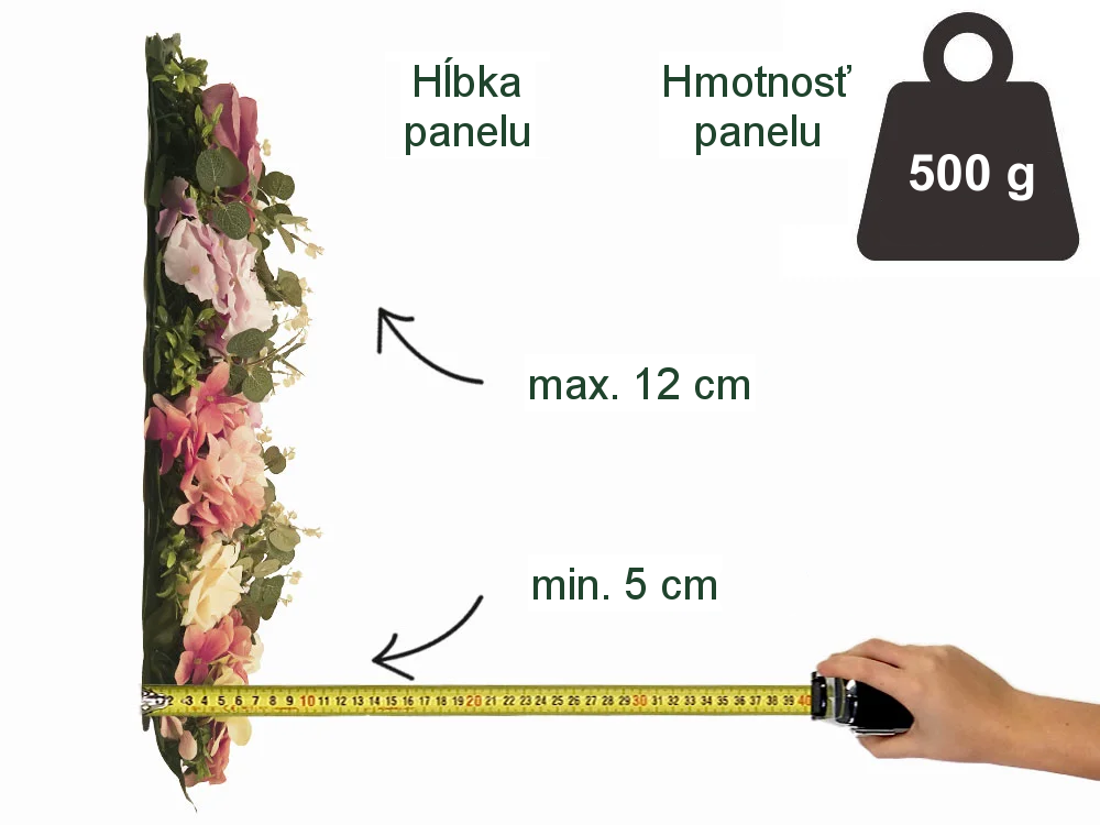 Wall flower - rose, hydrangea, eucalyptus dielec, 50 x 50 cm