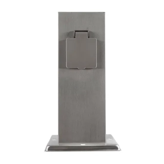 Záhradný stĺpik - 2 zásuvky, hranol, strieborný