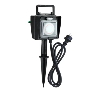 Prenosný záhradný stĺpik - 2 zásuvky + časový spínač